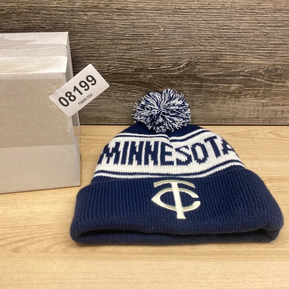 Minnesota Twins Hat Cap‎ Beanie Blue White MLB Baseball Pom Caribou Coffee